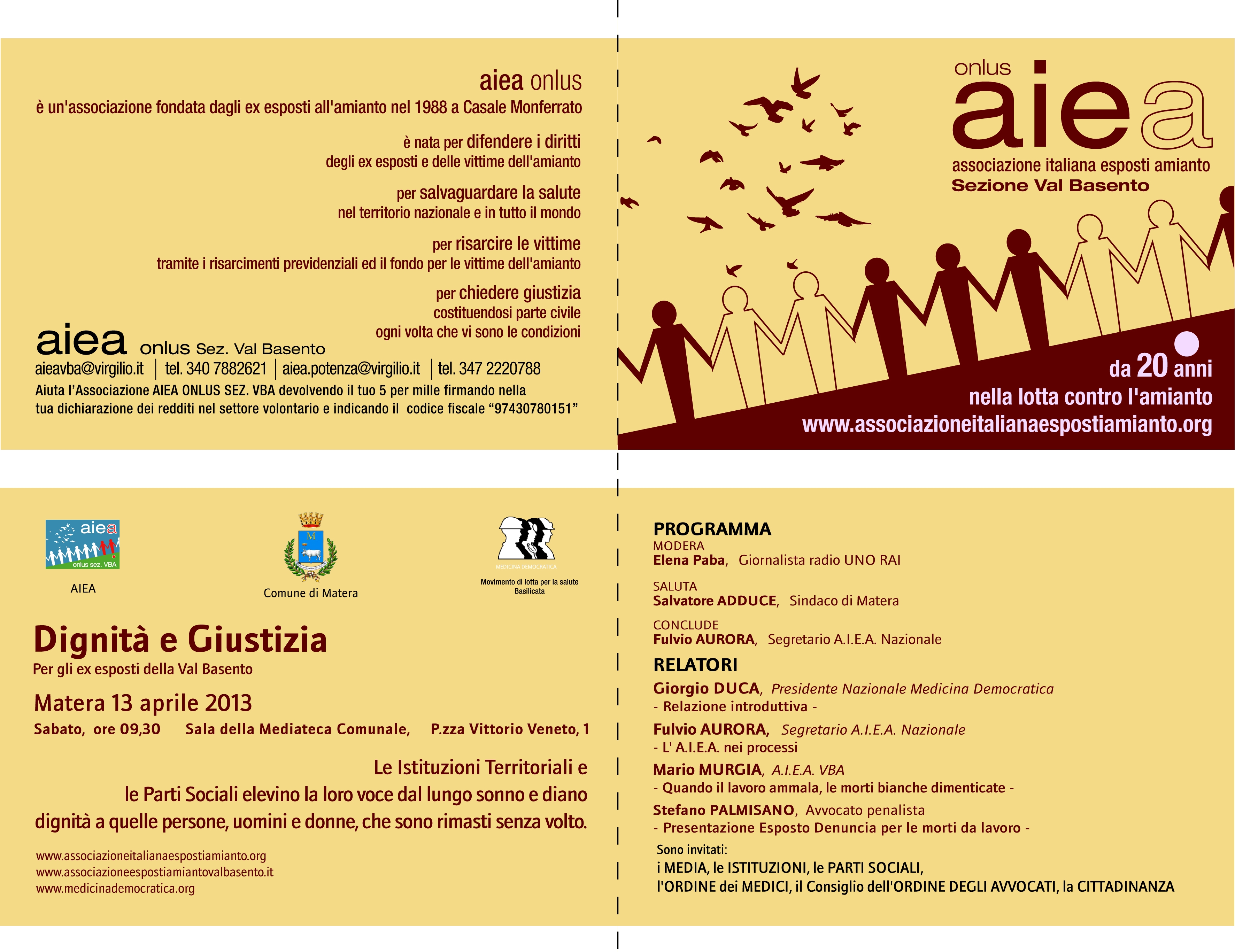 A Matera il 13 aprile l'Aiea Sezione Val Basento organizza un incontro intitolato 